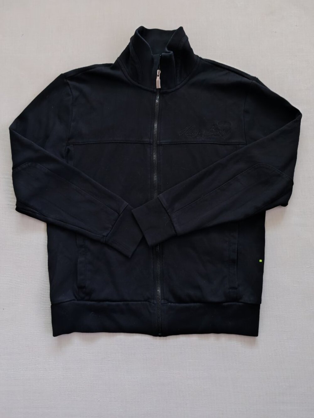 BOSS Hugo Boss Green Label Black Zip-Up Track Jacket - Men's Size L,Cotton Blend